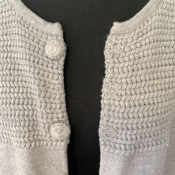 Sag Harbor Grey Sparkle 2 Button Cardigan Sweater 3/4sleeve size 1X - Picture 6 of 11